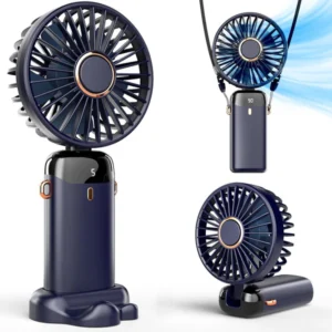 Digital Display 5 Speed rechargeable Mini Fan, Fold able, mobile holder and Strip